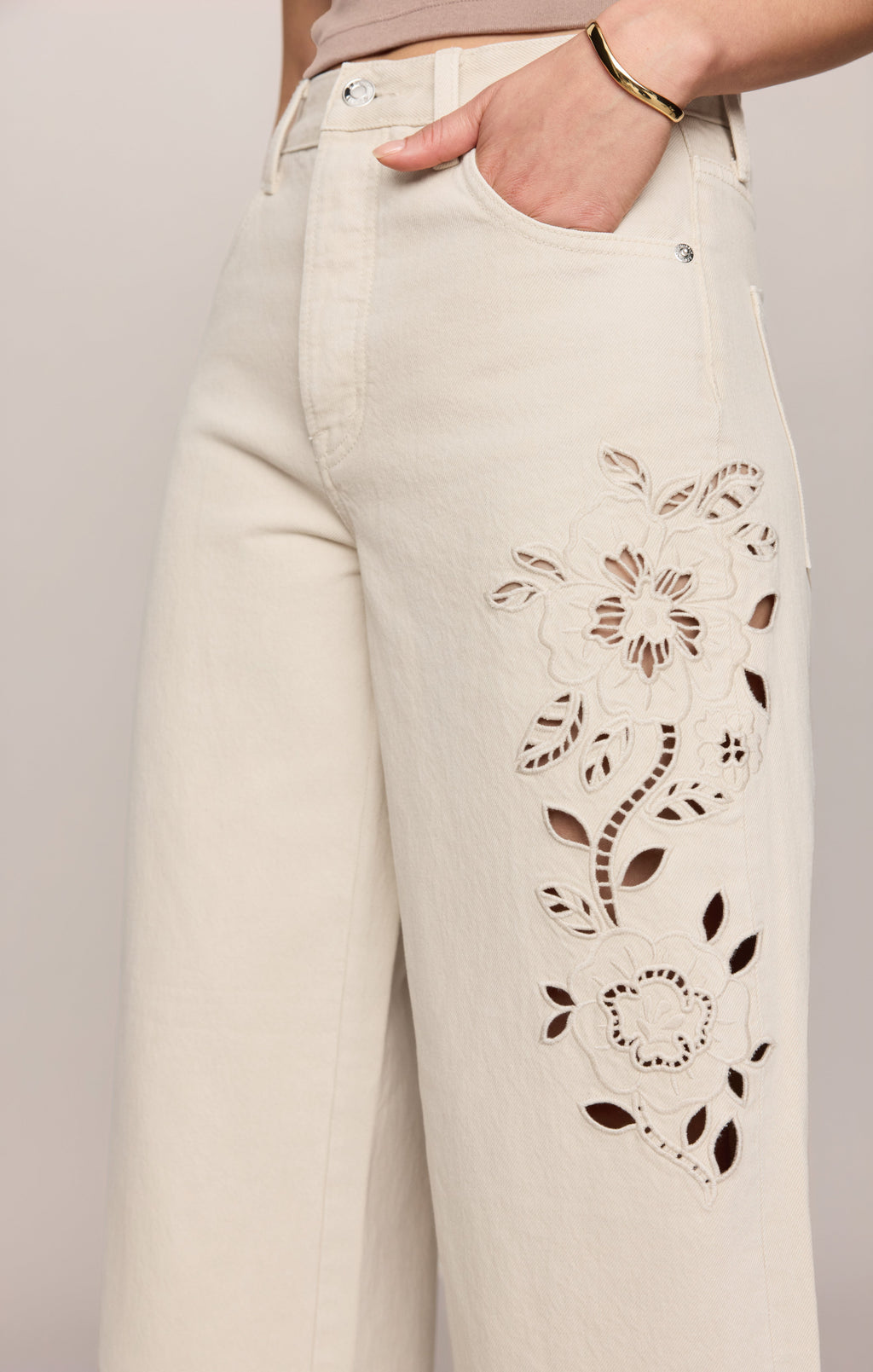 The Show Off High-Rise Bowed Denim