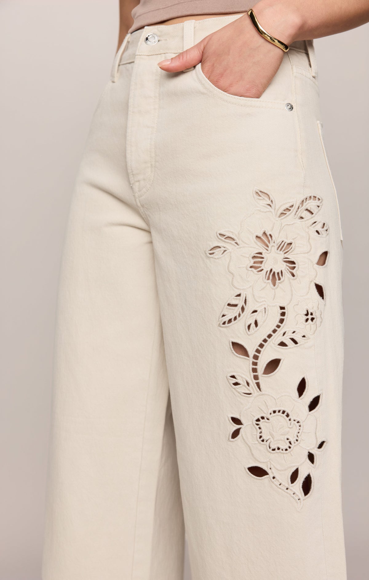 The Show Off High-Rise Bowed Denim