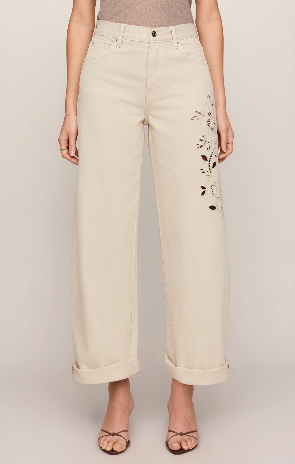 The Show Off High-Rise Bowed Denim