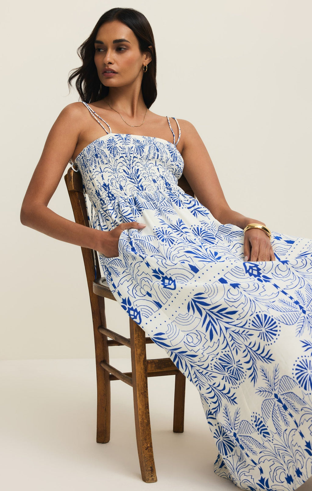 Nadine Airy Palm Maxi Dress