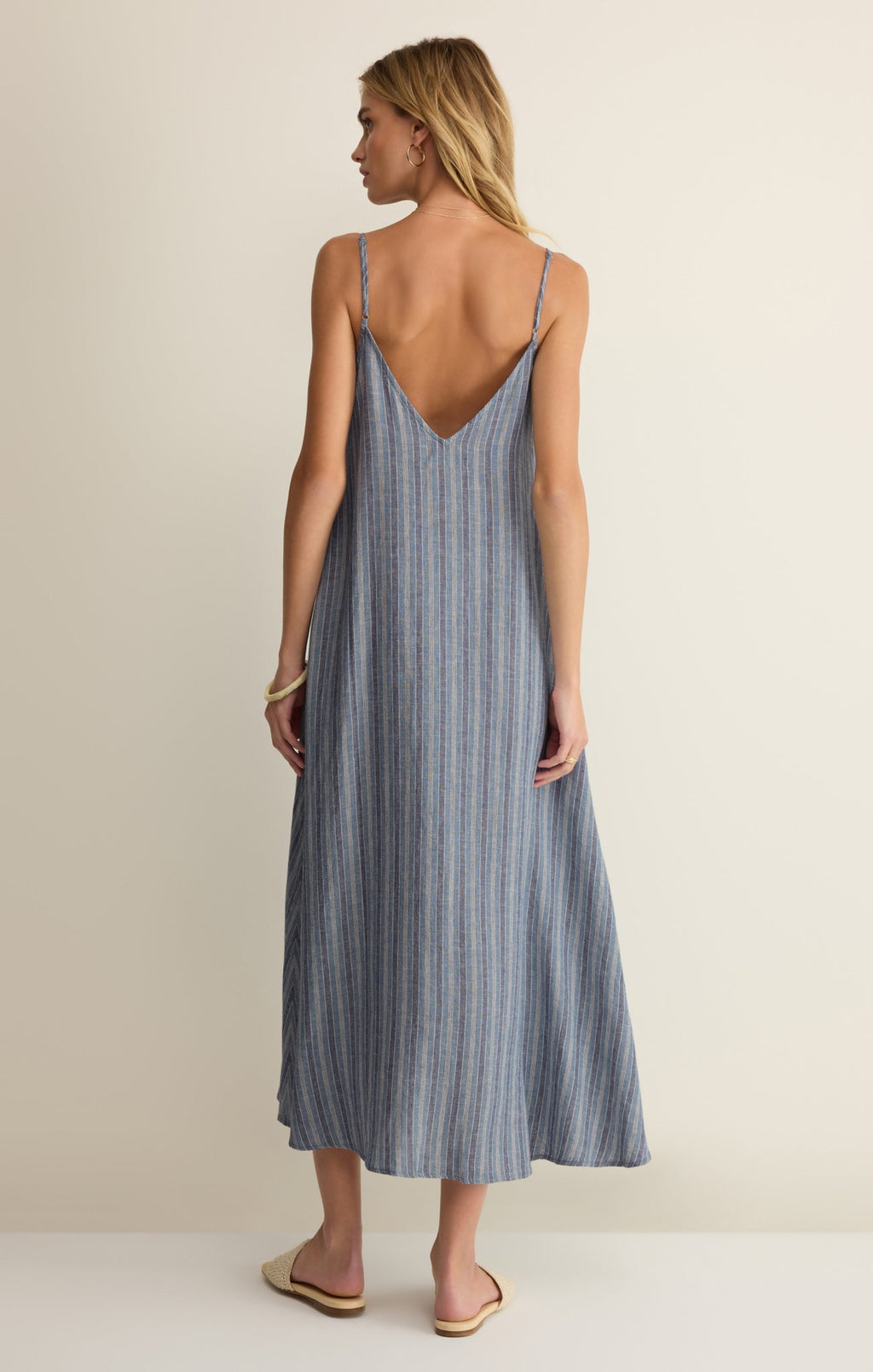 Sandcomber Striped Linen Midi Dress