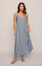 Sandcomber Striped Linen Midi Dress