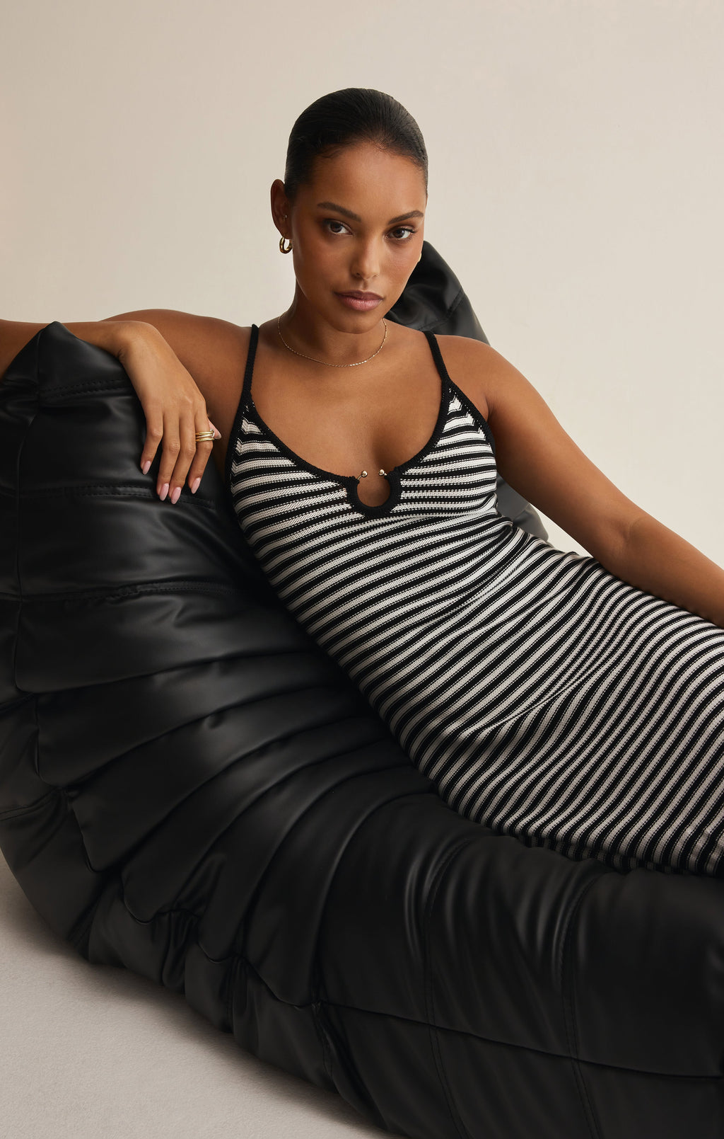 Majestic Striped Midi Dress