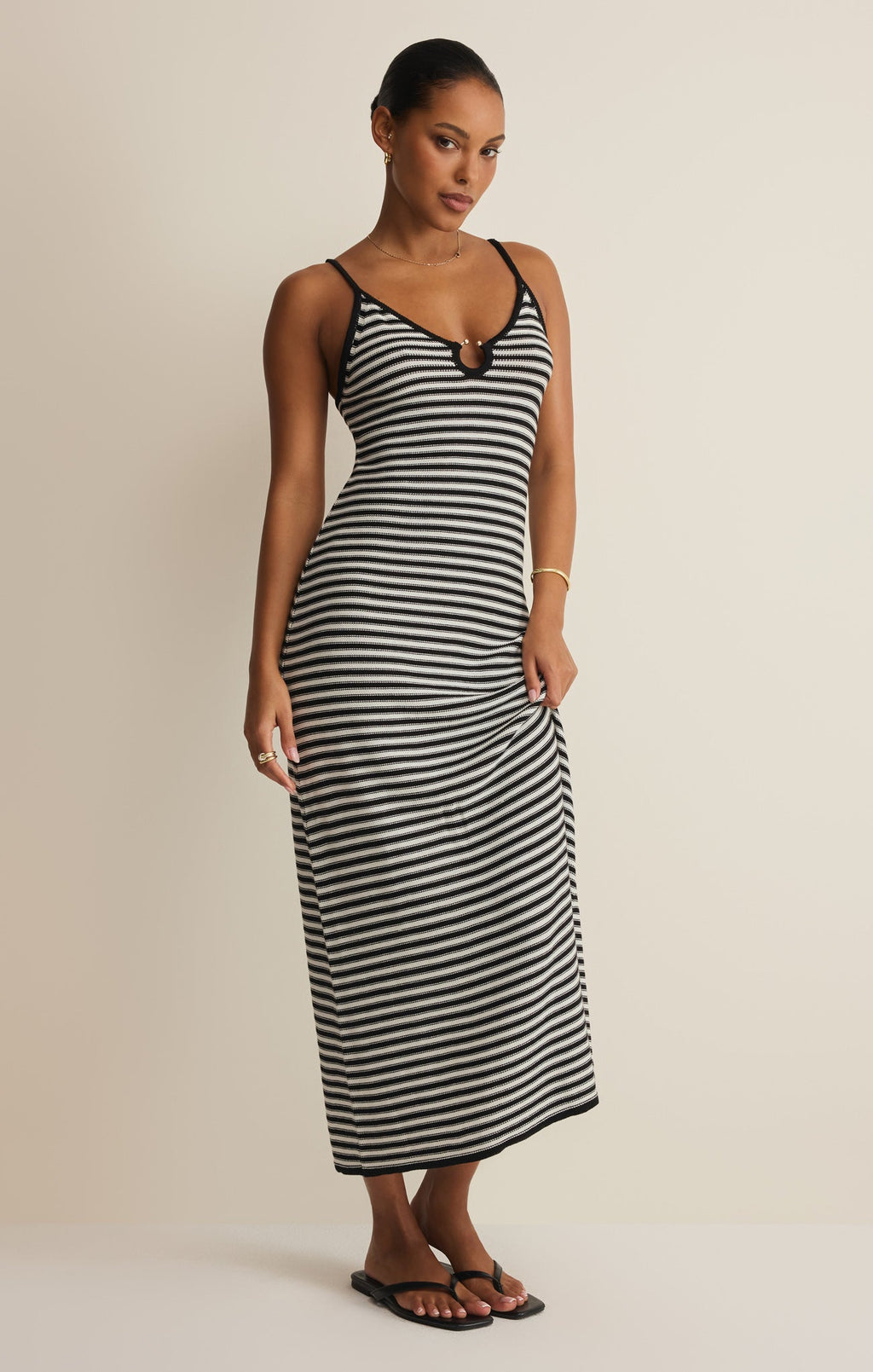 Majestic Striped Midi Dress
