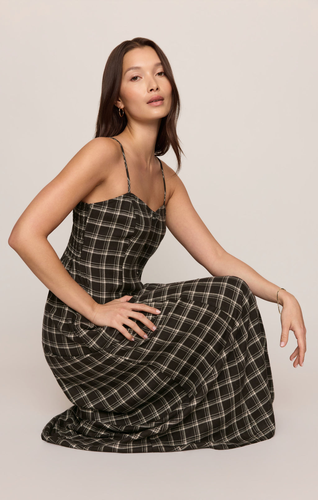 Angel Eyes Plaid Maxi Dress