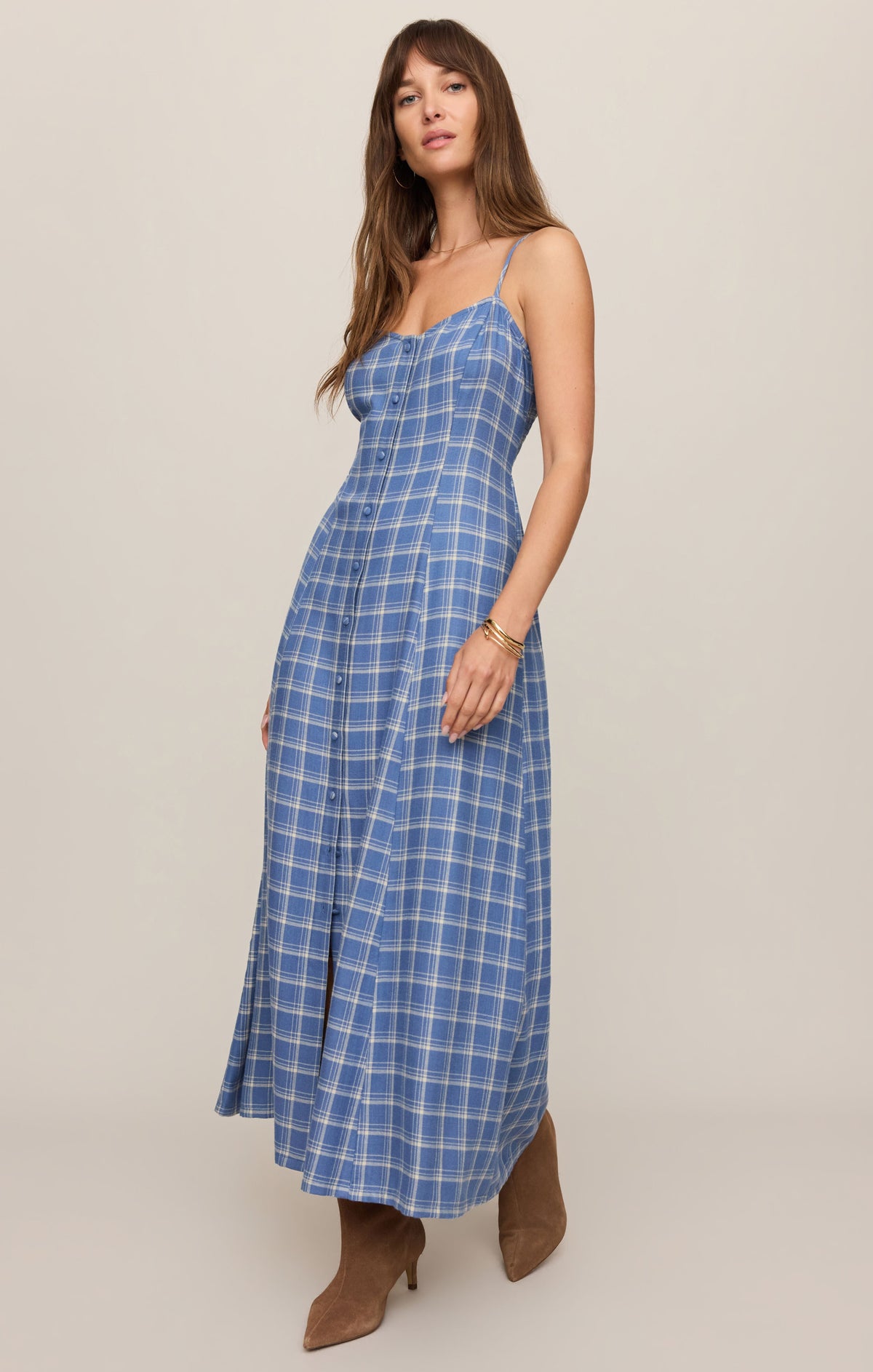 Angel Eyes Plaid Maxi Dress