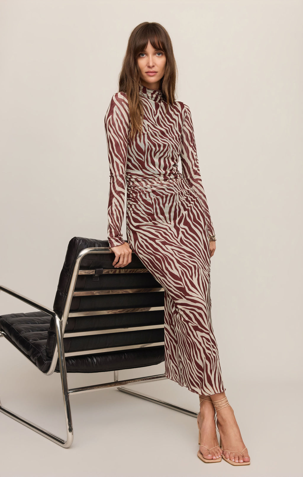 Sevilla Zebra Mesh Midi Dress