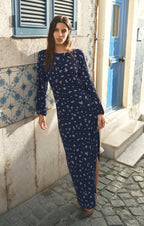 Midnight Tansy Floral Midi Dress