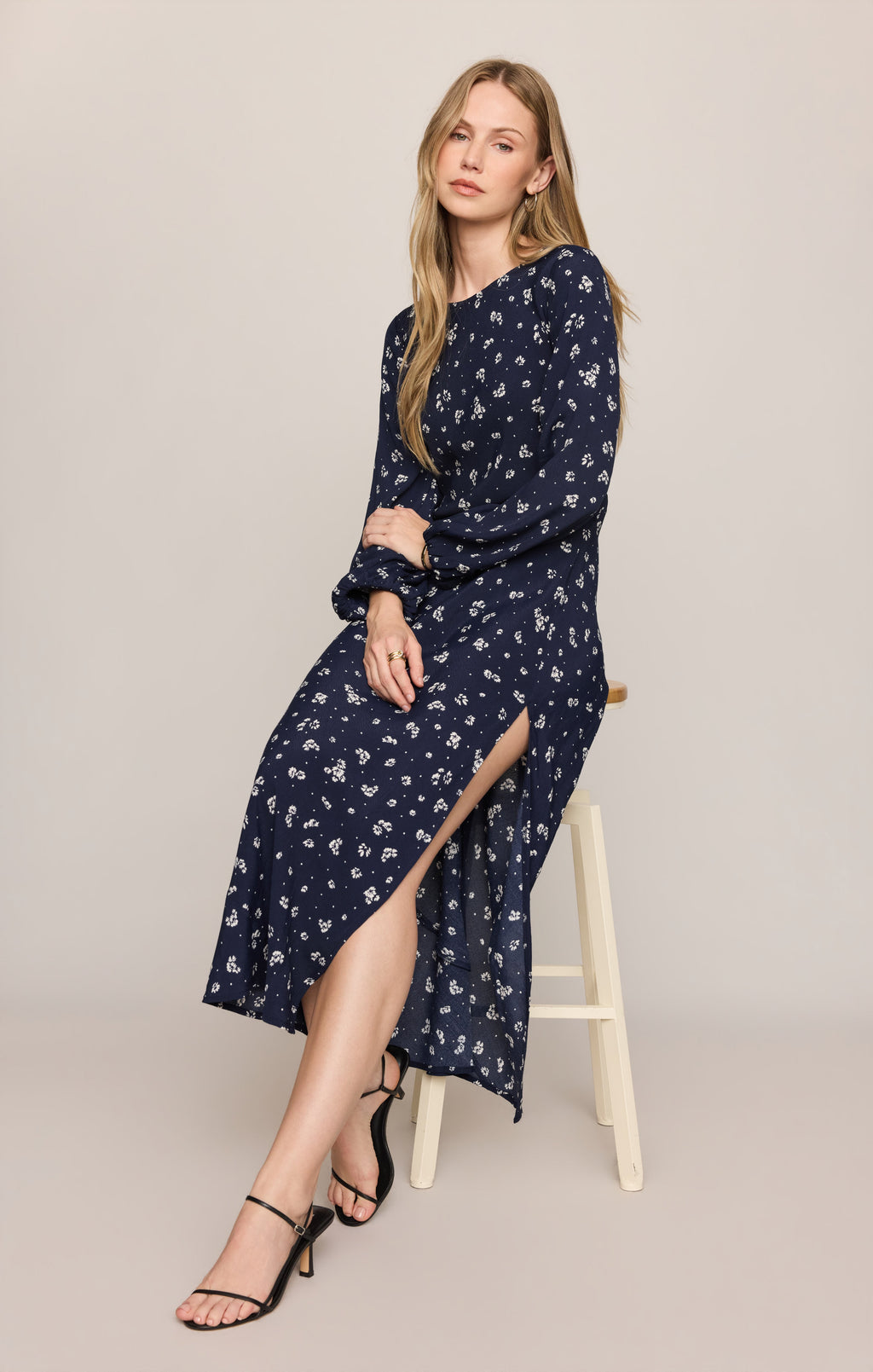 Midnight Tansy Floral Midi Dress