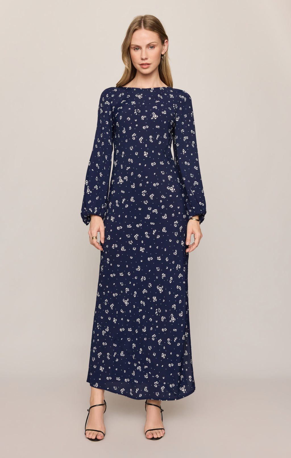 Midnight Tansy Floral Midi Dress