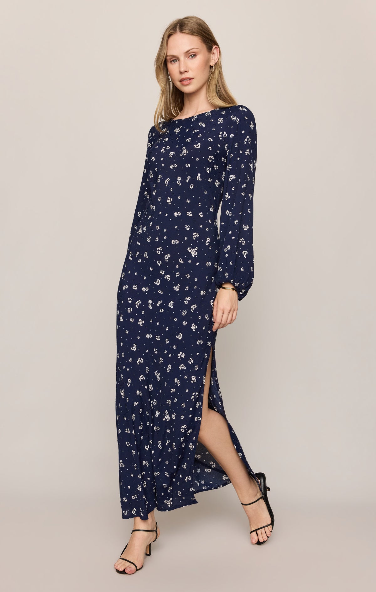Midnight Tansy Floral Midi Dress