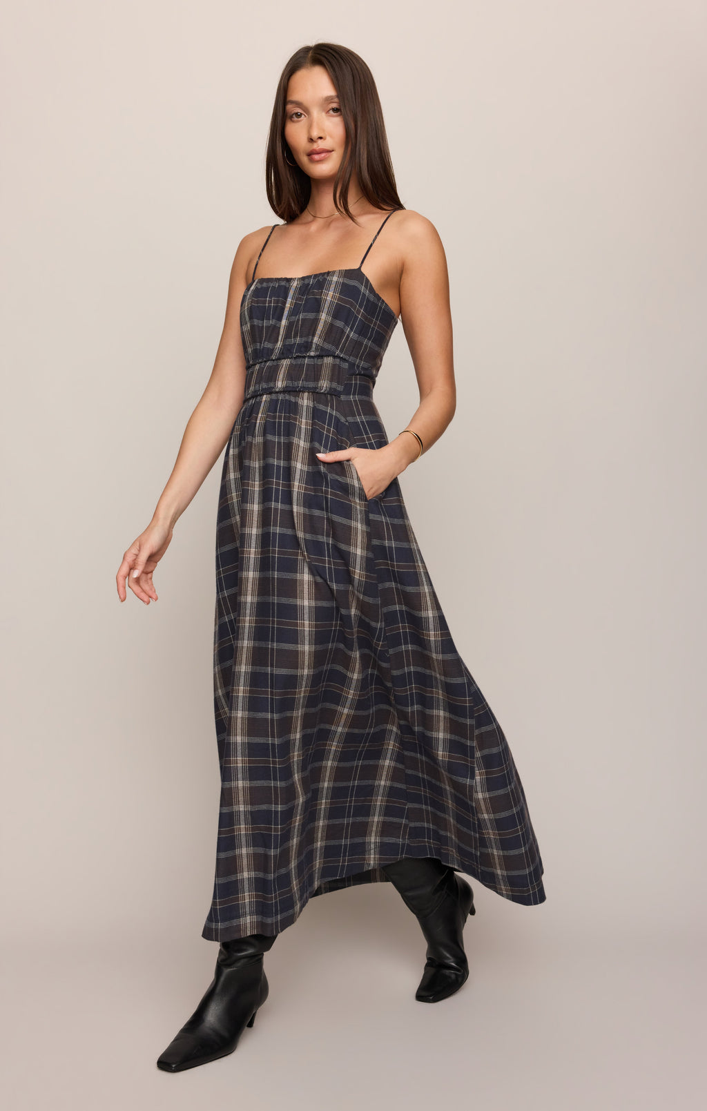 Evermore Plaid Flannel Midi Dress