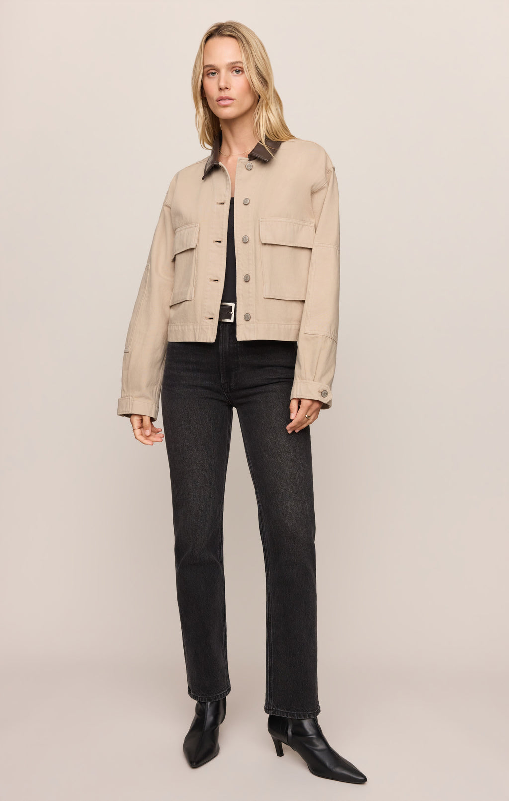Rey Cropped Denim Chore Jacket
