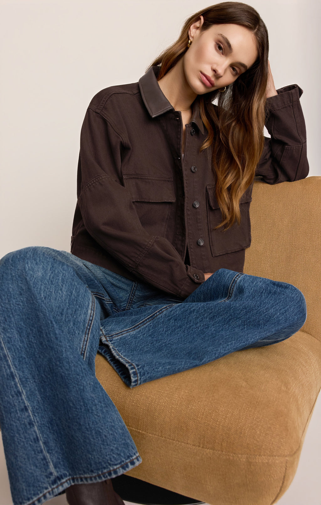Rey Cropped Denim Chore Jacket