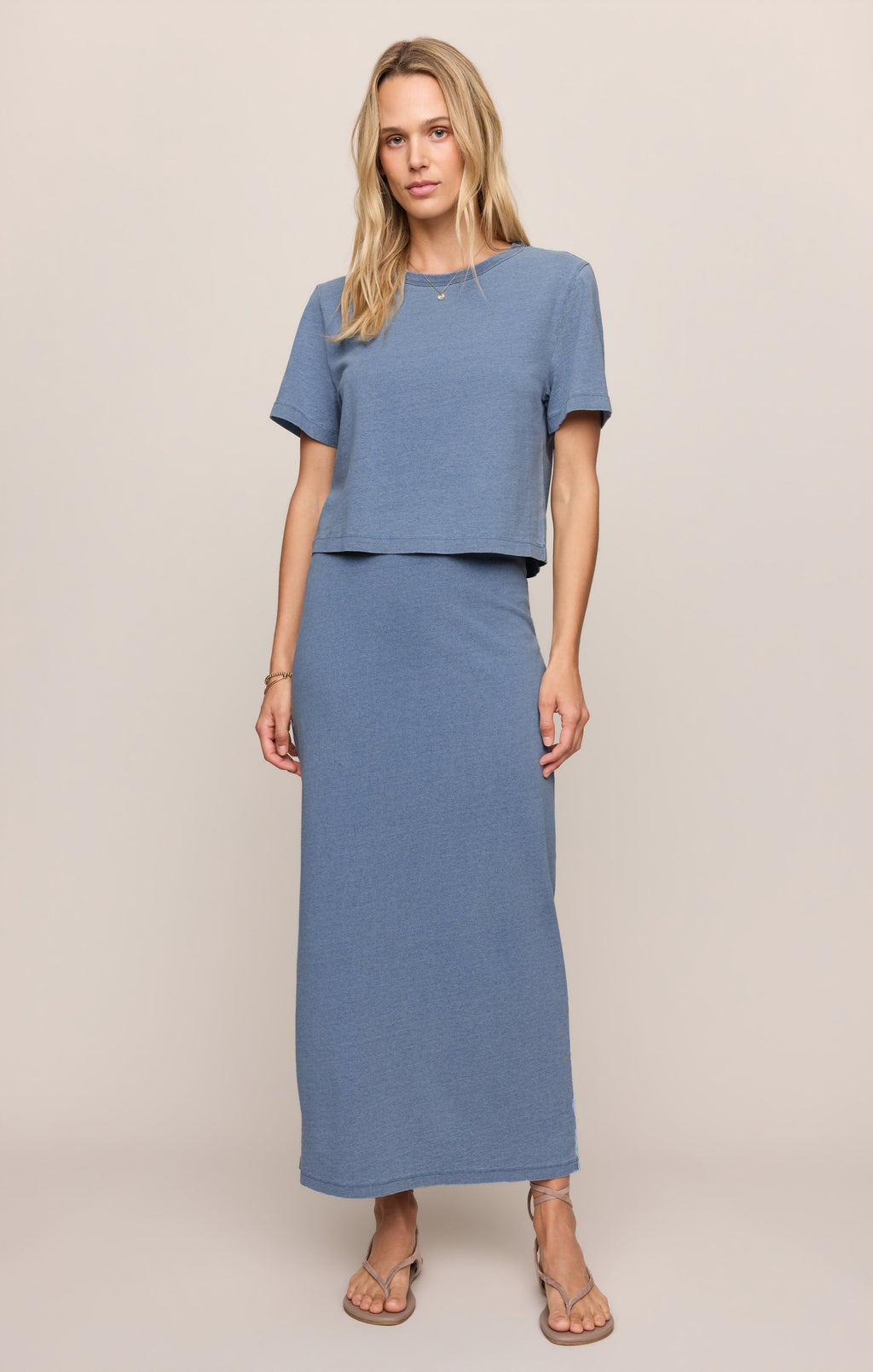 Gail Jersey Denim Midi Skirt