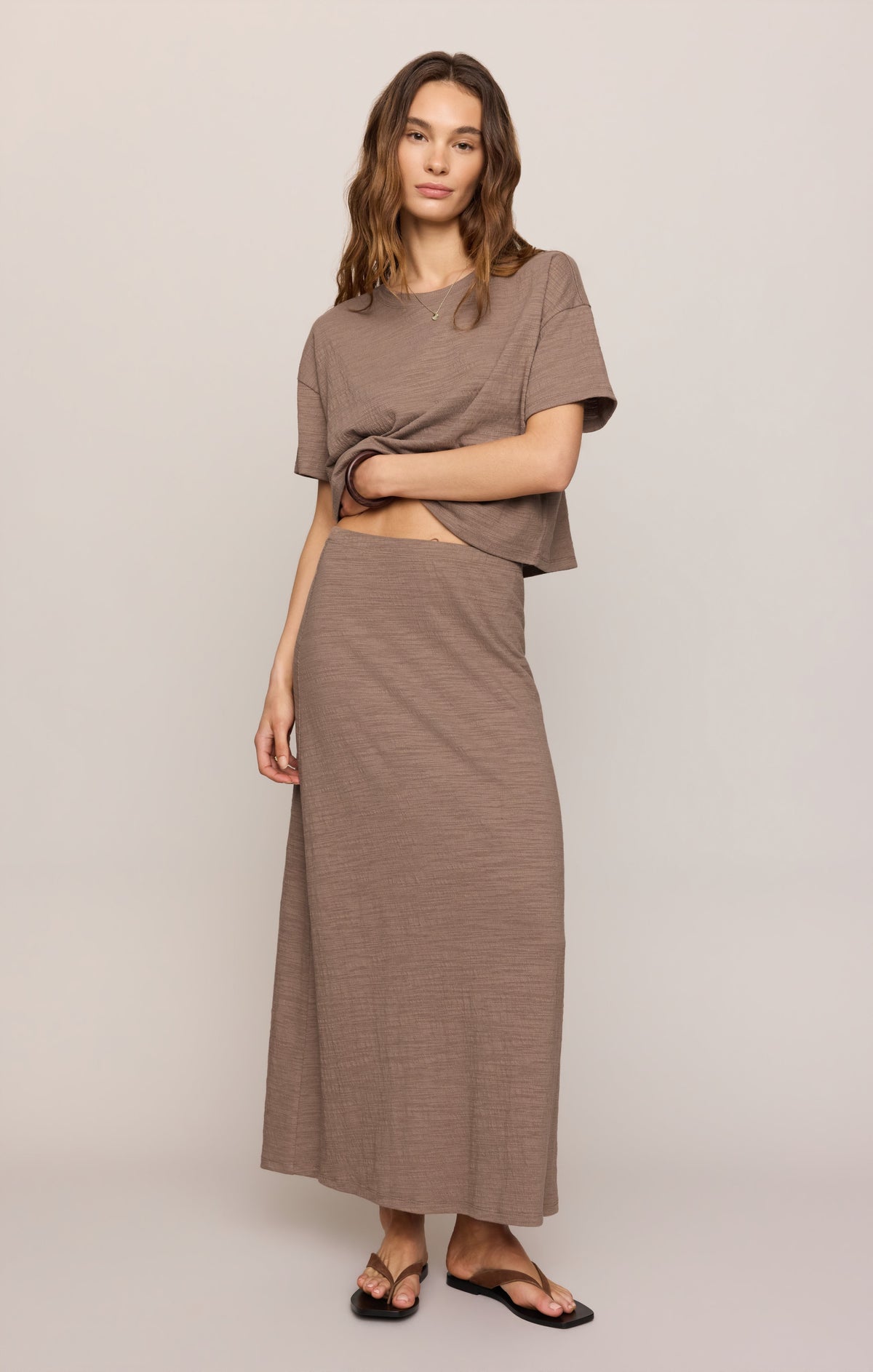 Delavine Textured Midi Skirt