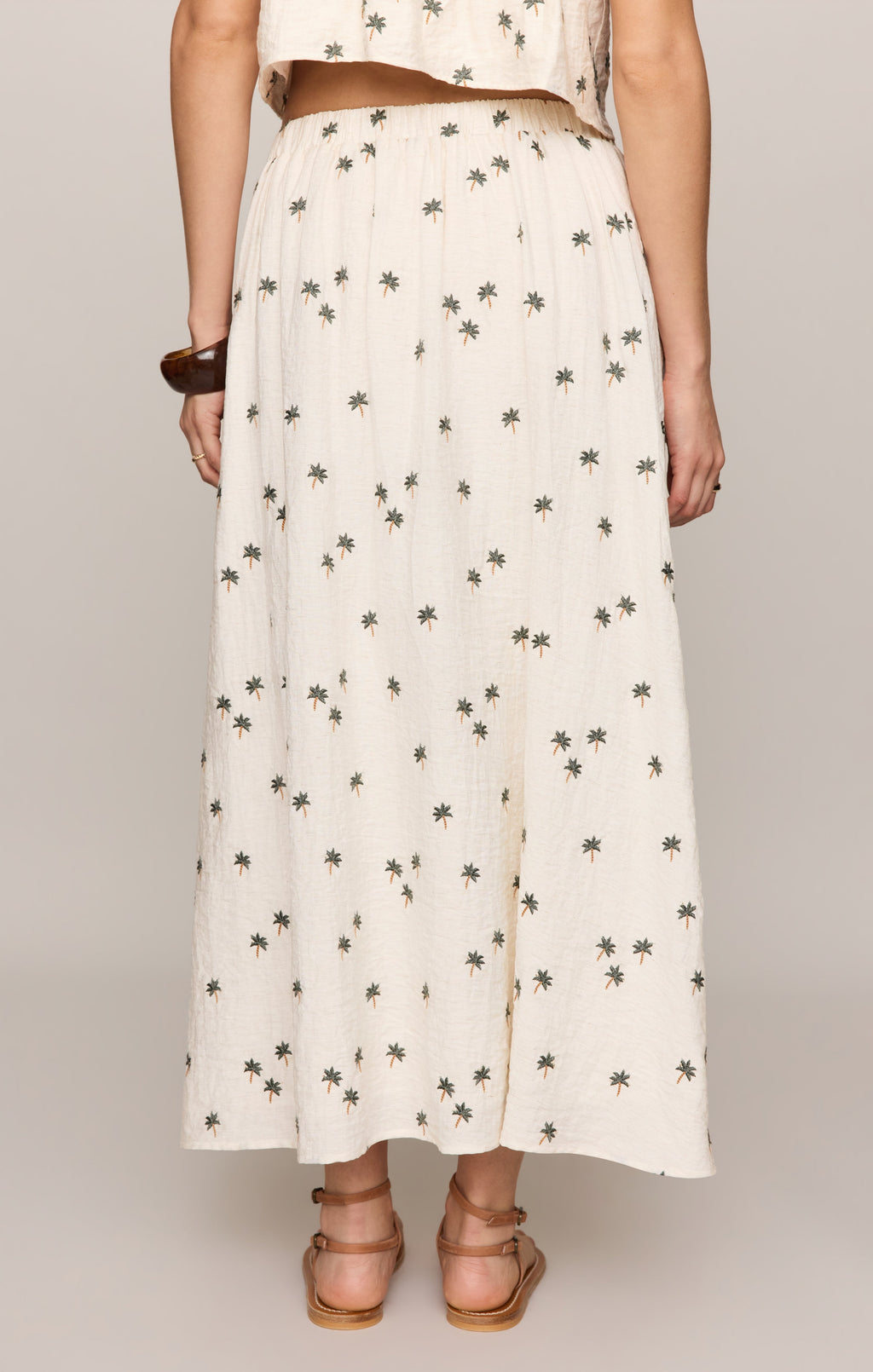Palm Linen Midi Skirt