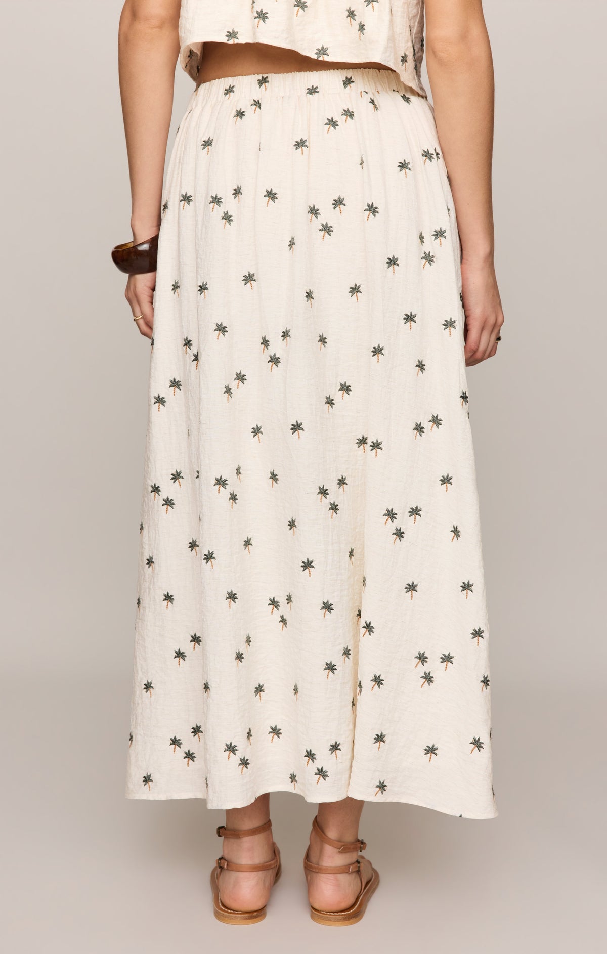 Palm Linen Midi Skirt