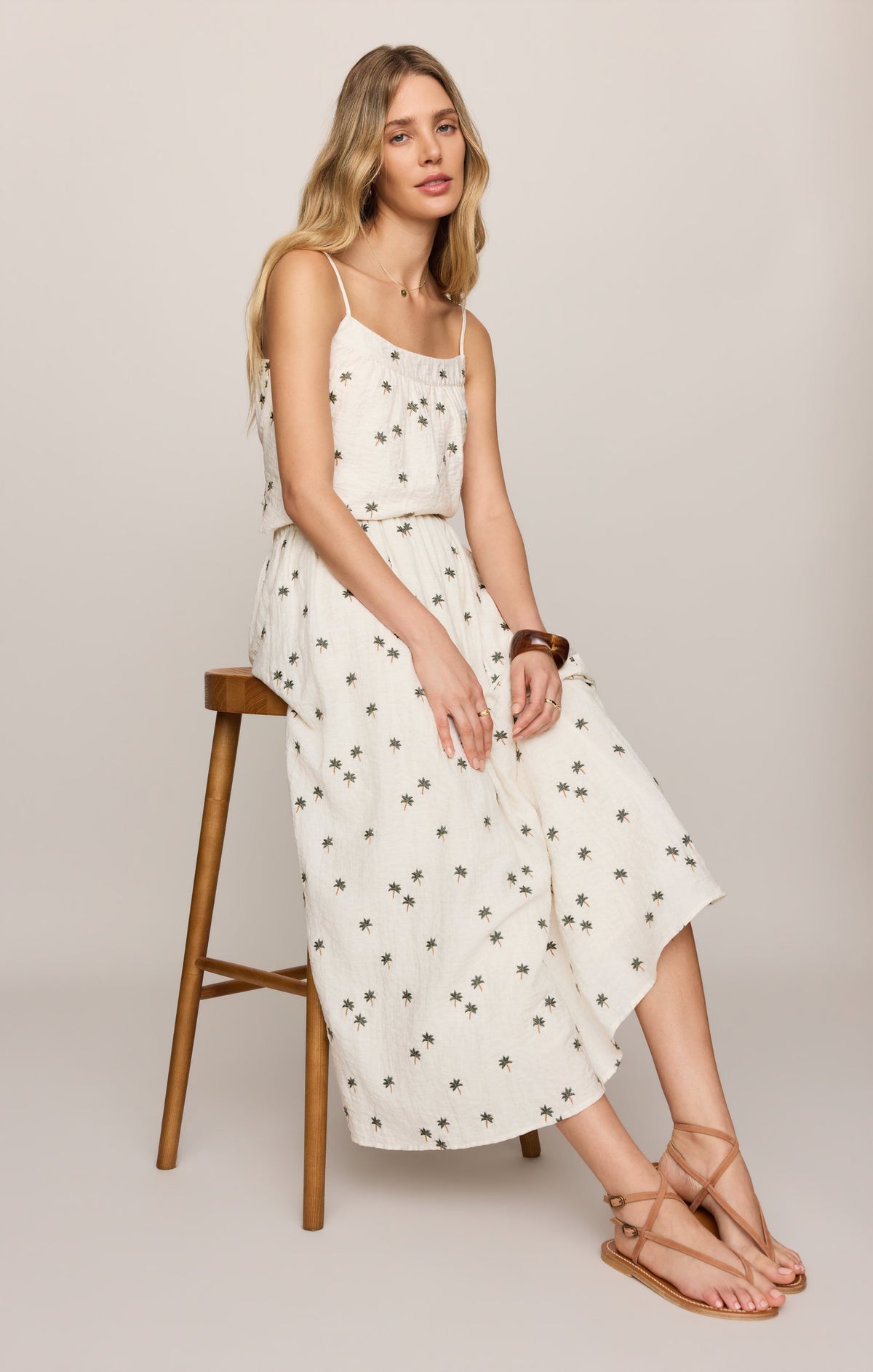 Palm Linen Midi Skirt