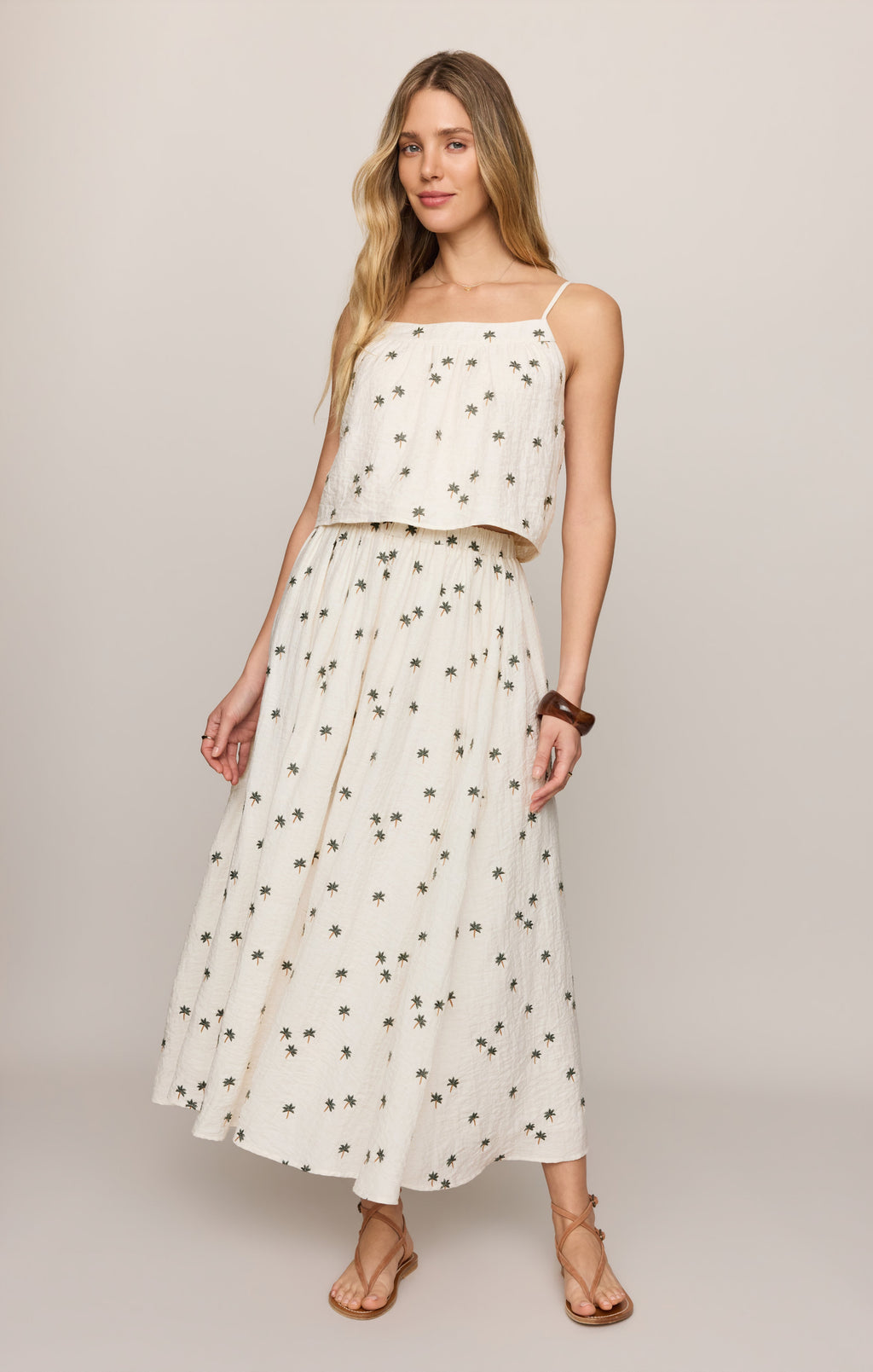 Palm Linen Midi Skirt