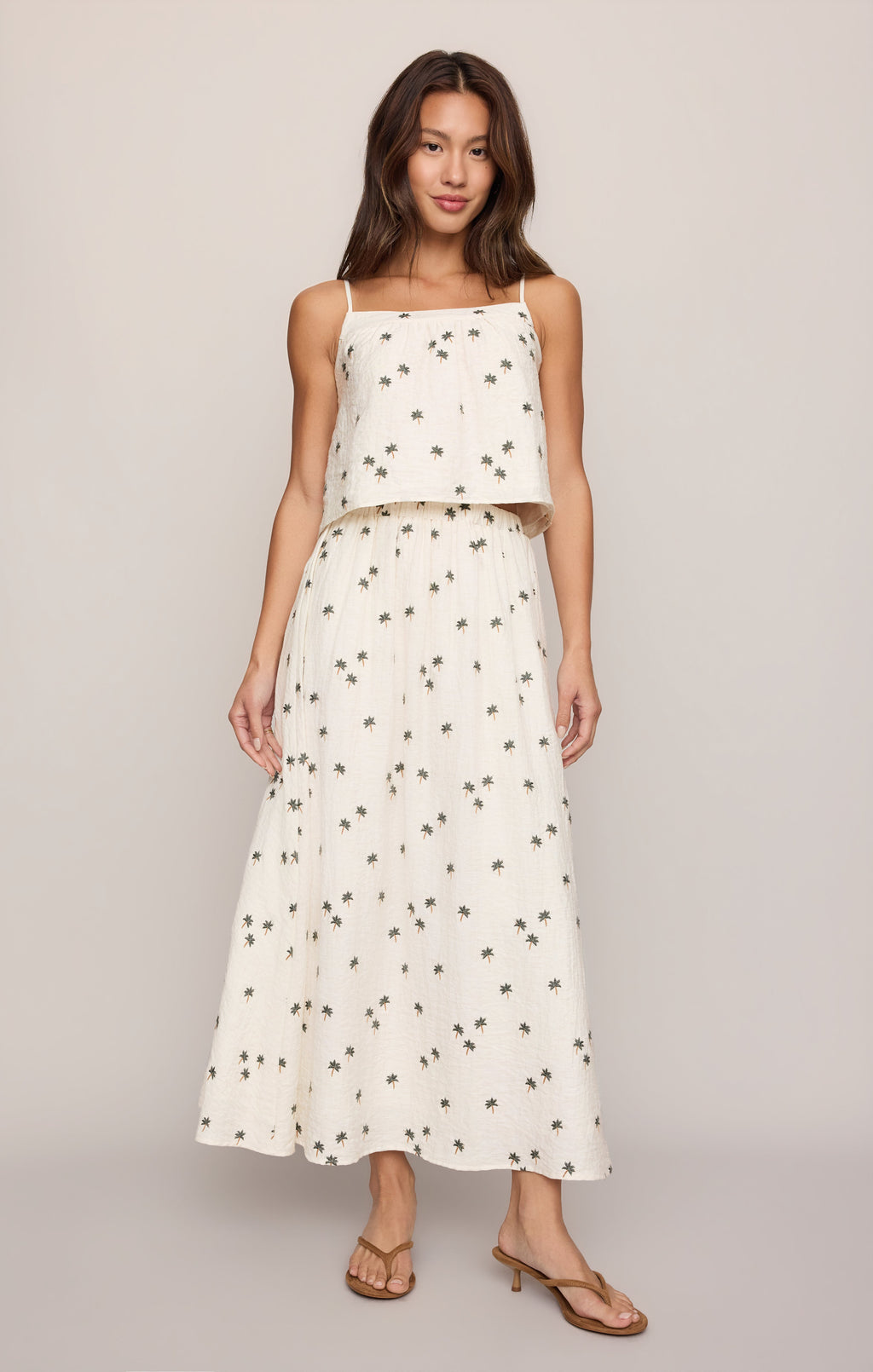 Palm Linen Midi Skirt