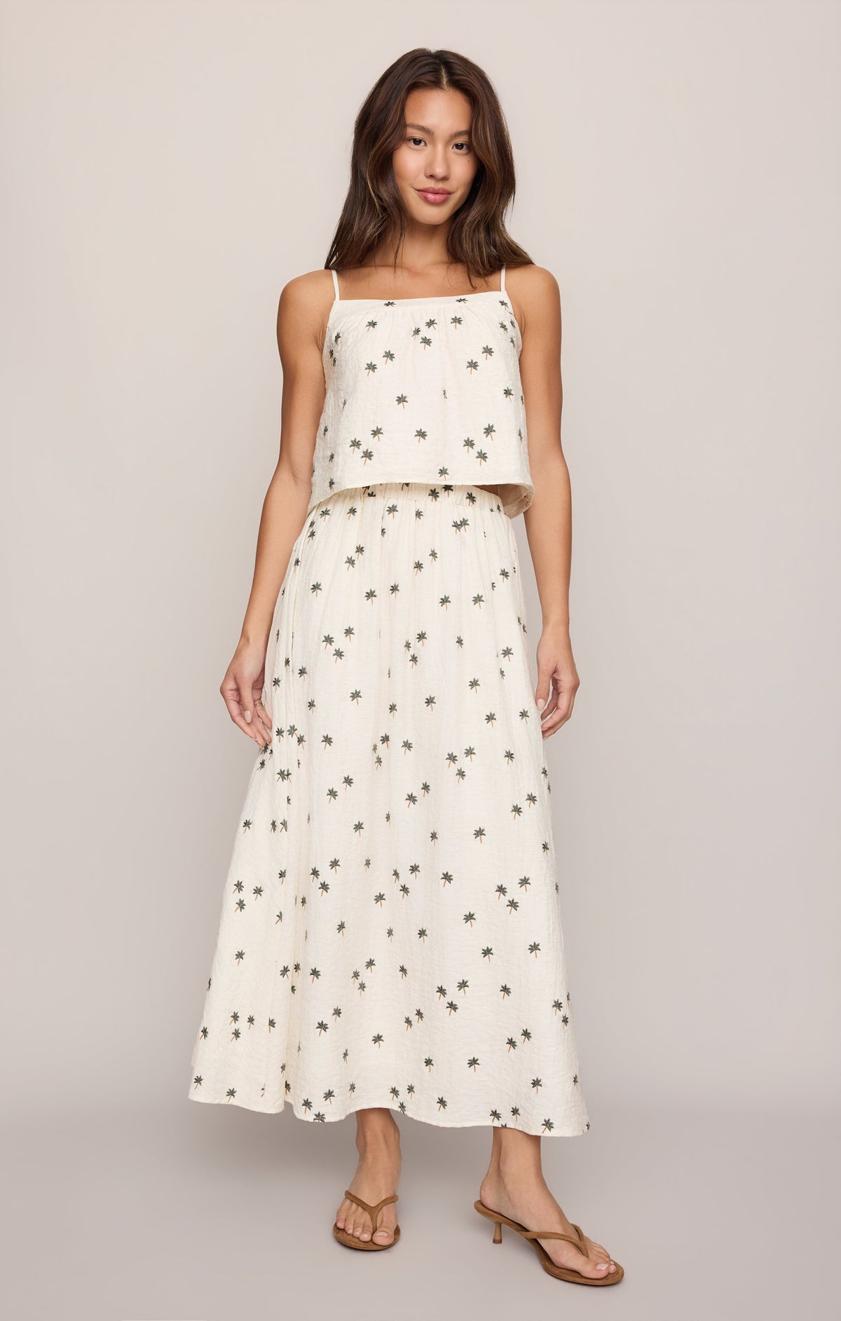 Palm Linen Midi Skirt