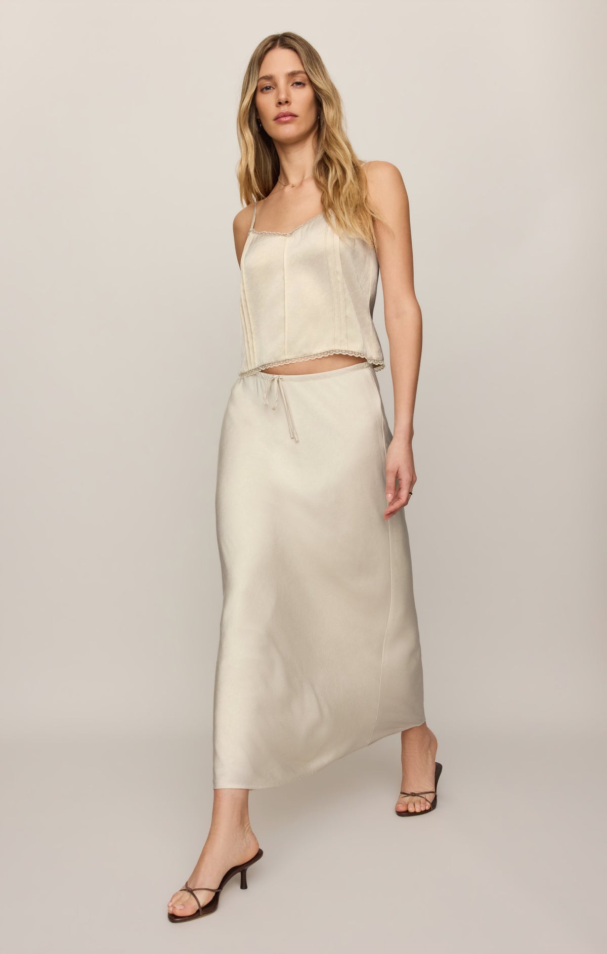 Viva Satin Midi Skirt