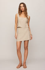 Ellery Linen Wrap Mini Skirt