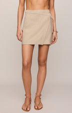 Ellery Linen Wrap Mini Skirt