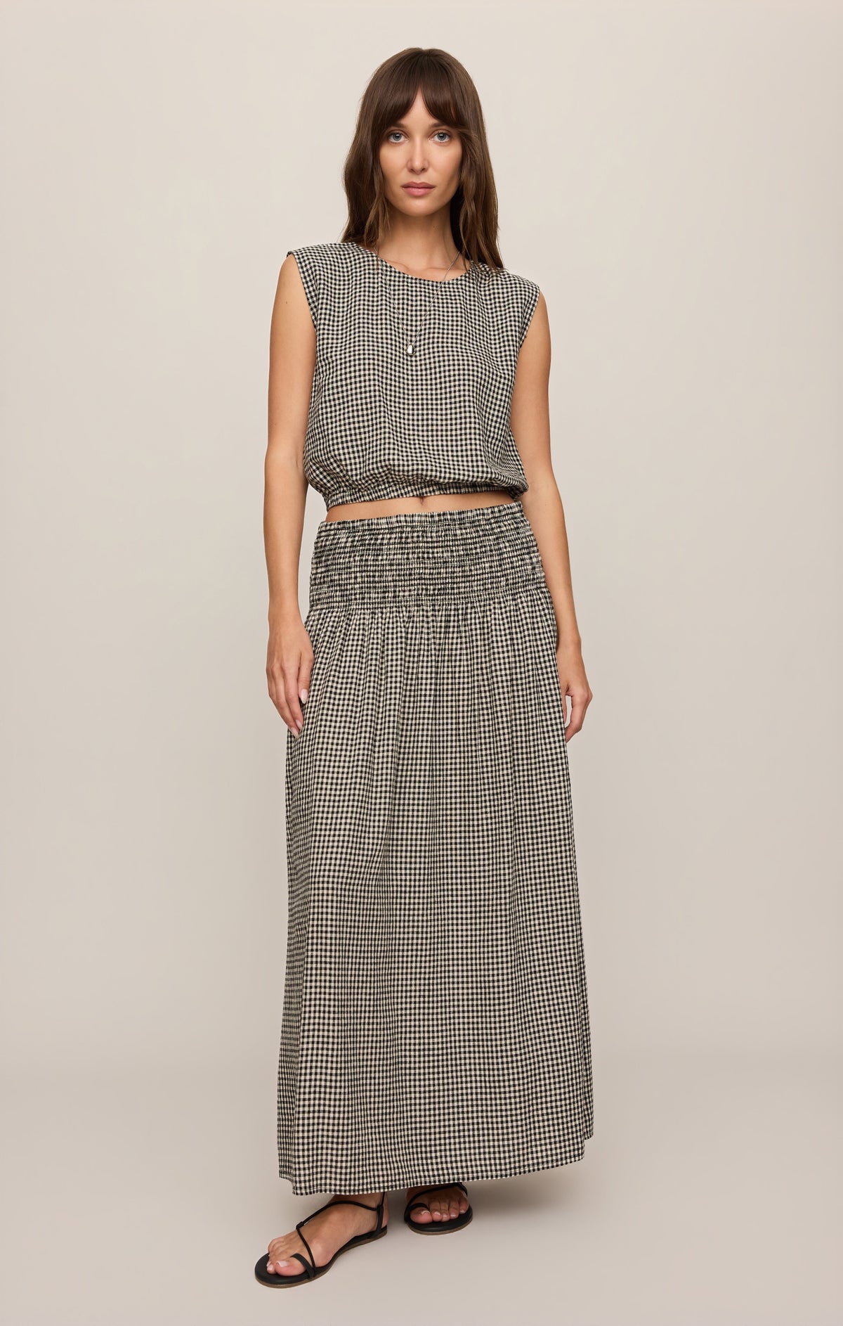 Brooke Gingham Linen Maxi Skirt