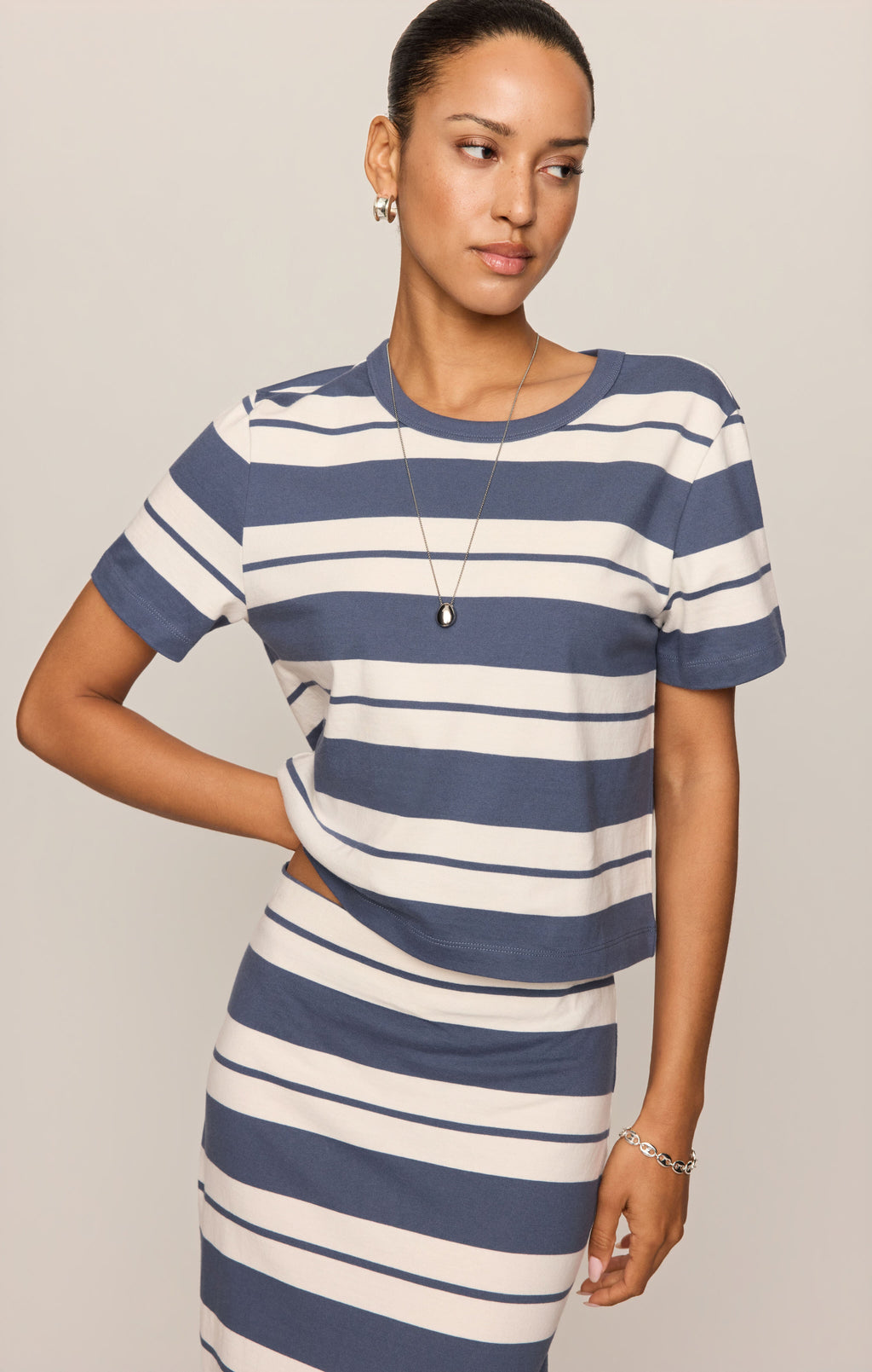 Gail Striped Midi Skirt