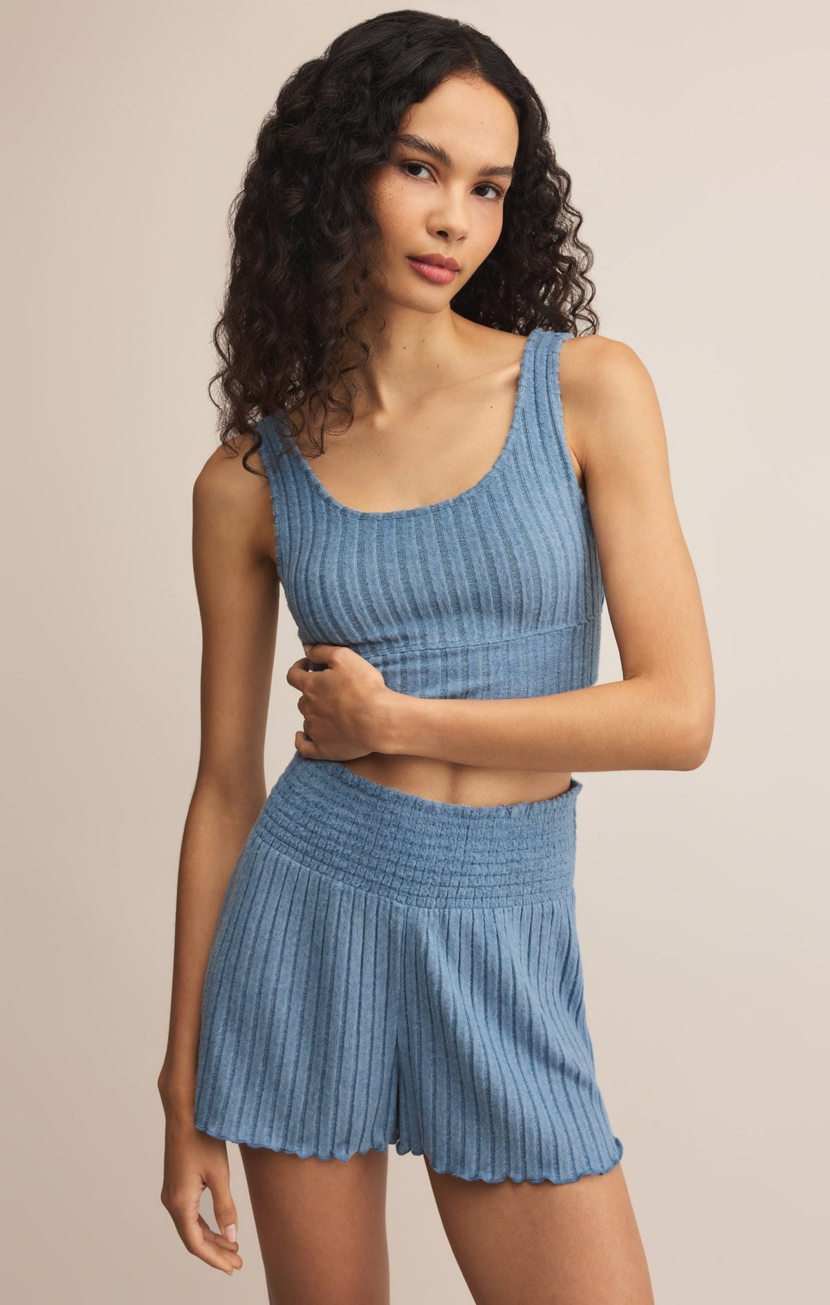 Dawn Smocked Silky Rib Short