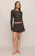 Just Right Rib Henley Top