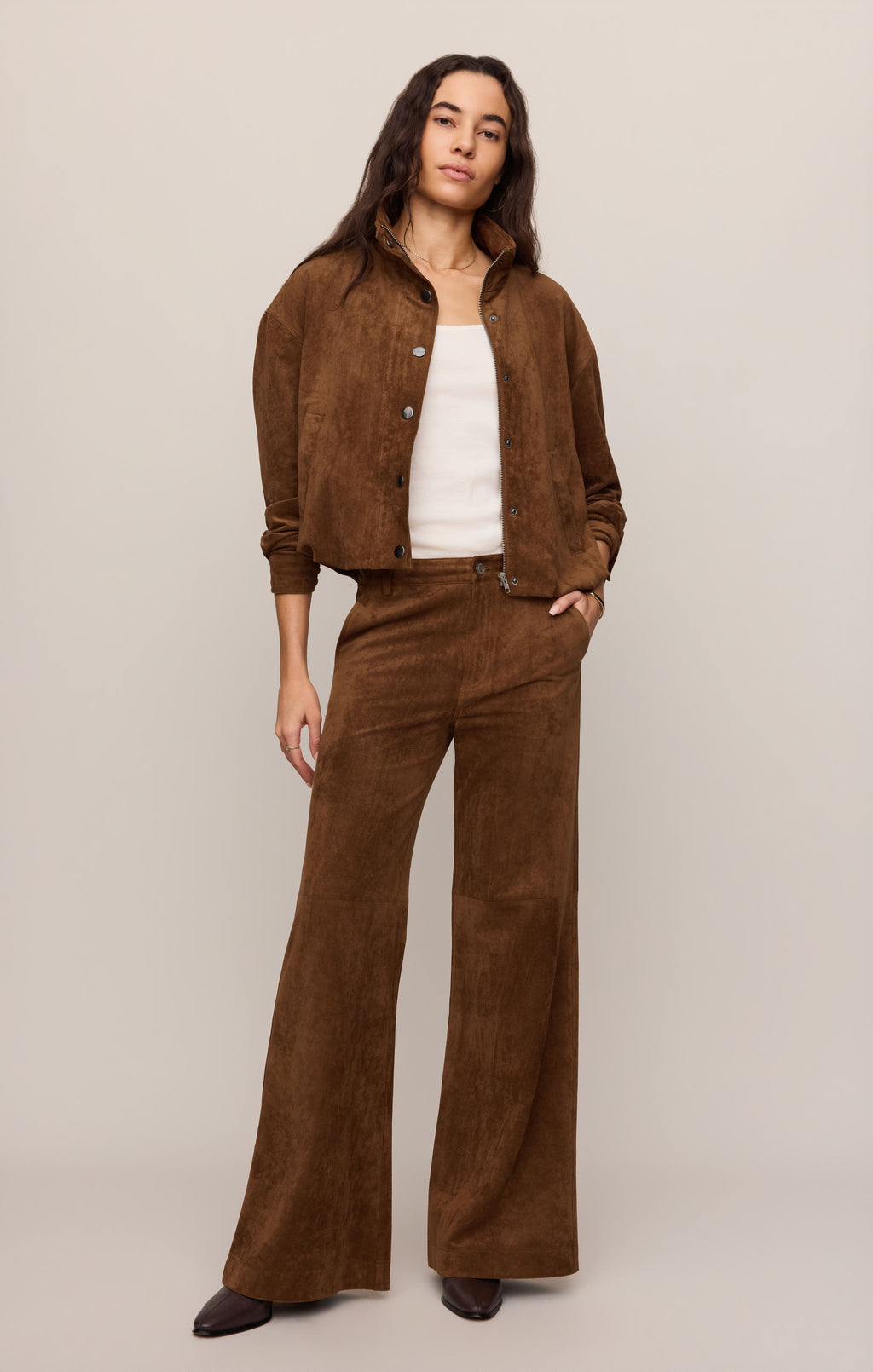 Cecile Faux Suede Wide Leg Pant