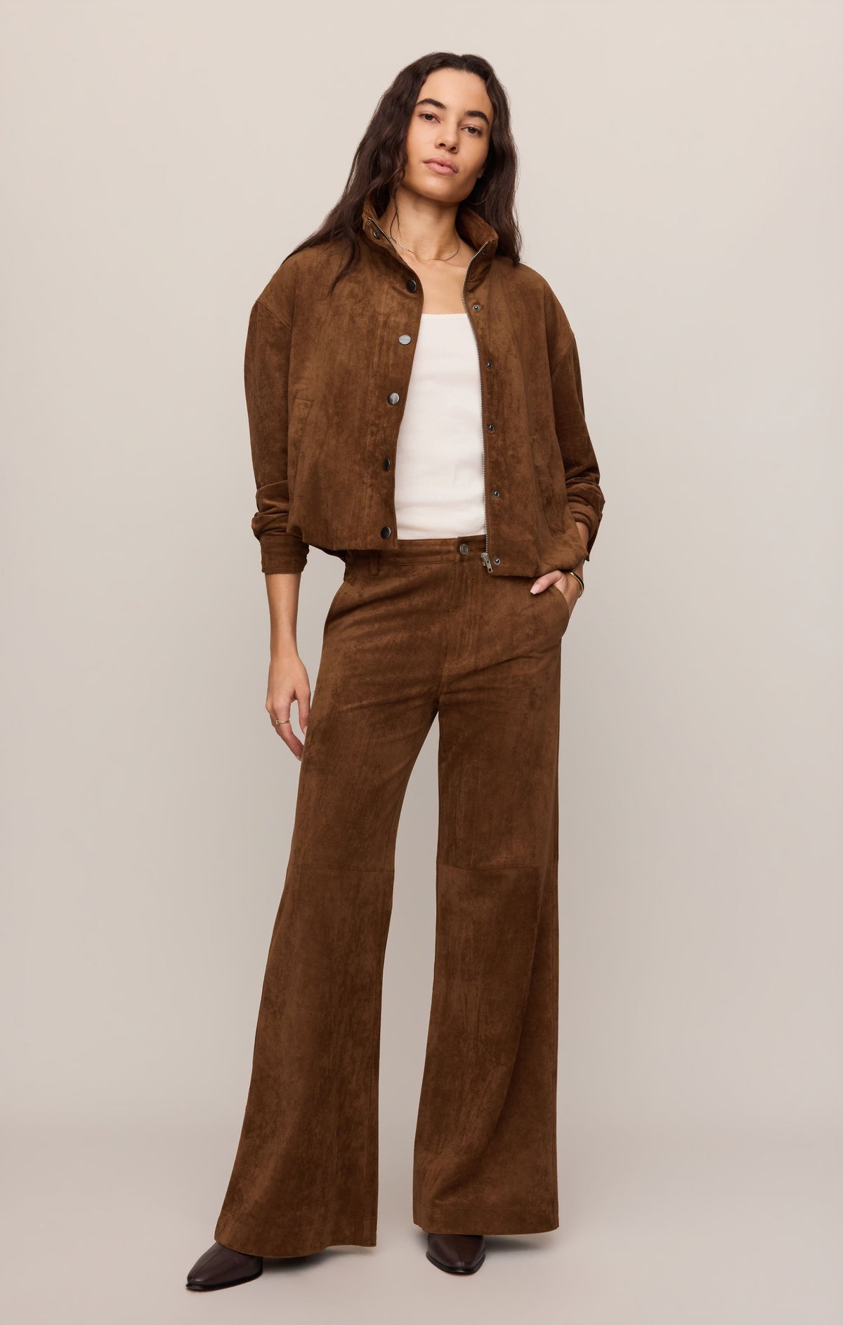 Cecile Faux Suede Wide Leg Pant