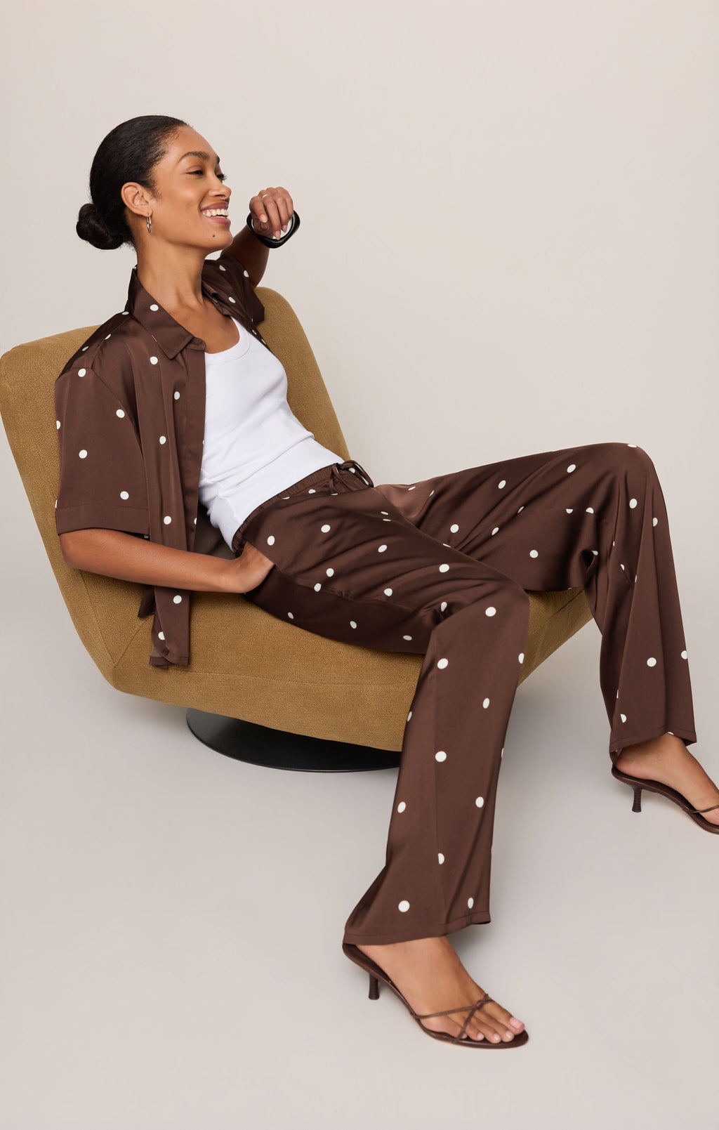 Lara Satin Dot Wide Leg Pant