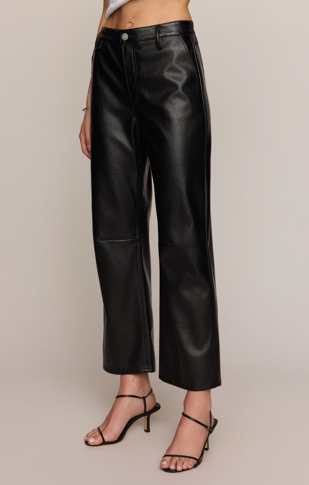Vesper Faux Leather Bowed Leg Pant