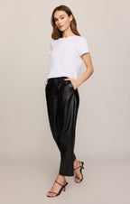 Vesper Faux Leather Bowed Leg Pant