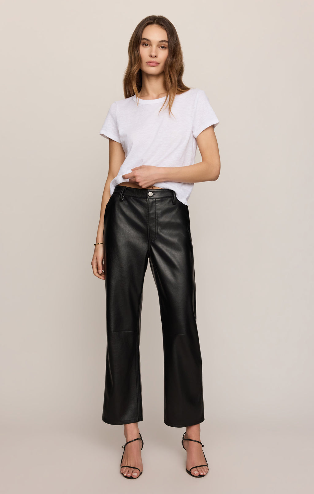 Vesper Faux Leather Bowed Leg Pant