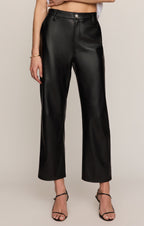Vesper Faux Leather Bowed Leg Pant