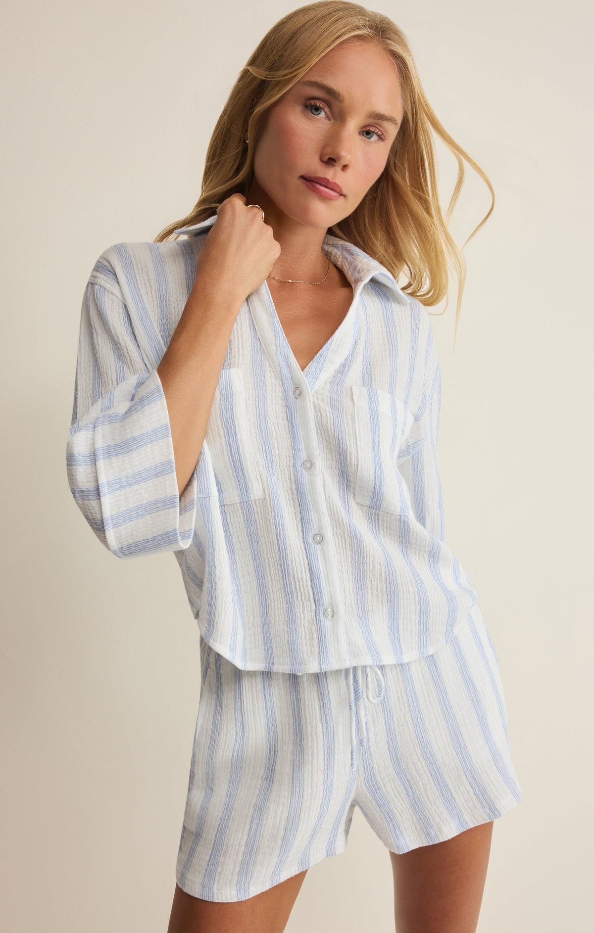 Daylight Striped Airy Gauze Short