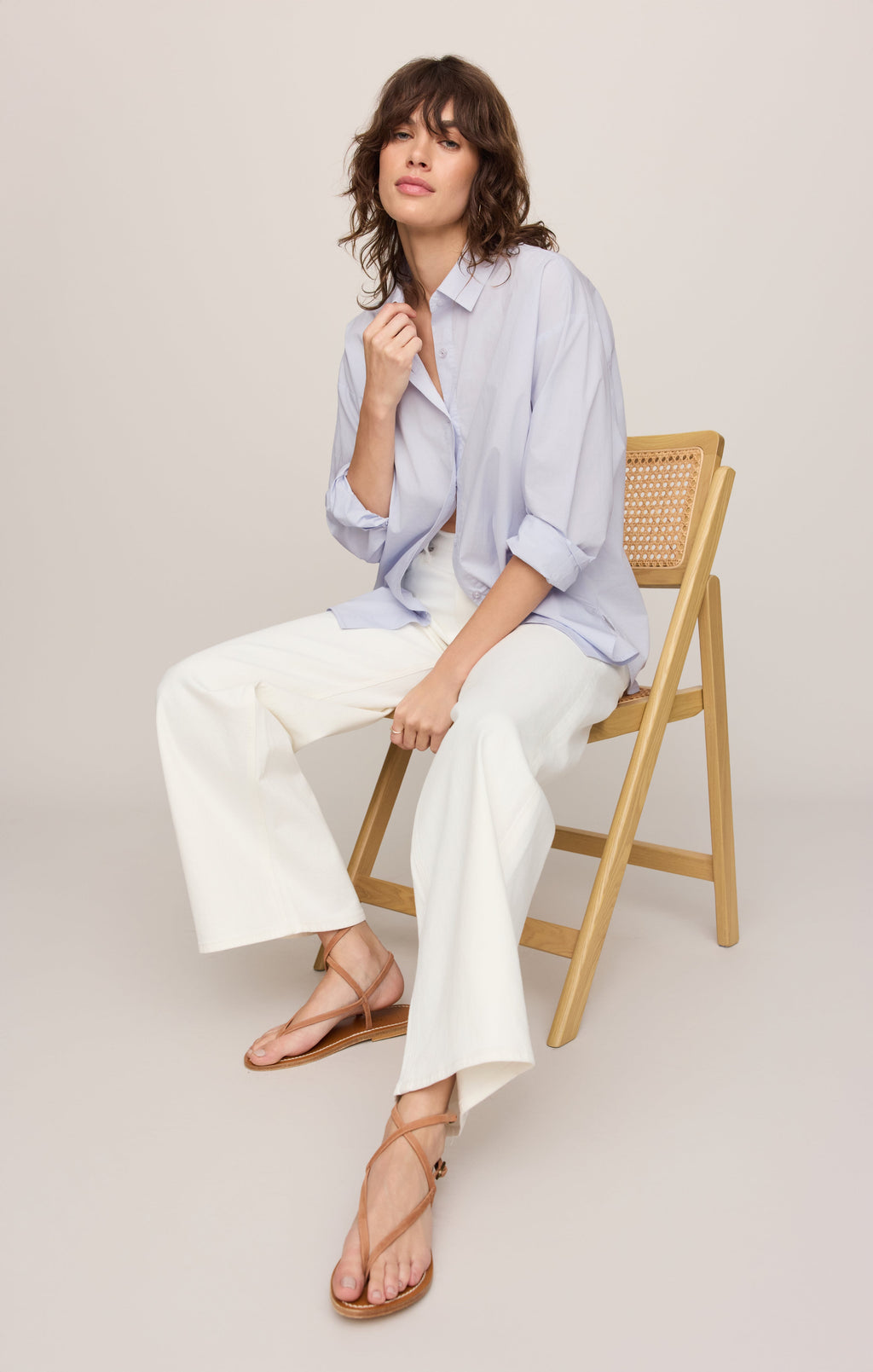 Elevated Poplin Relaxed Button Up Top