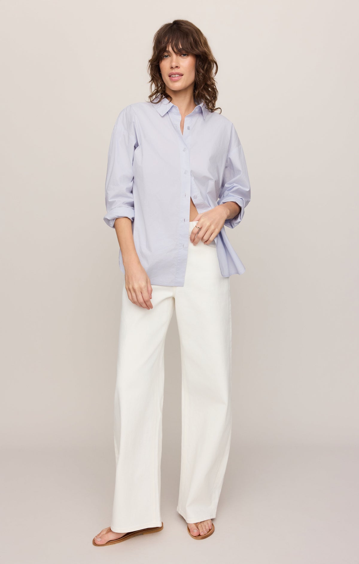 Elevated Poplin Relaxed Button Up Top