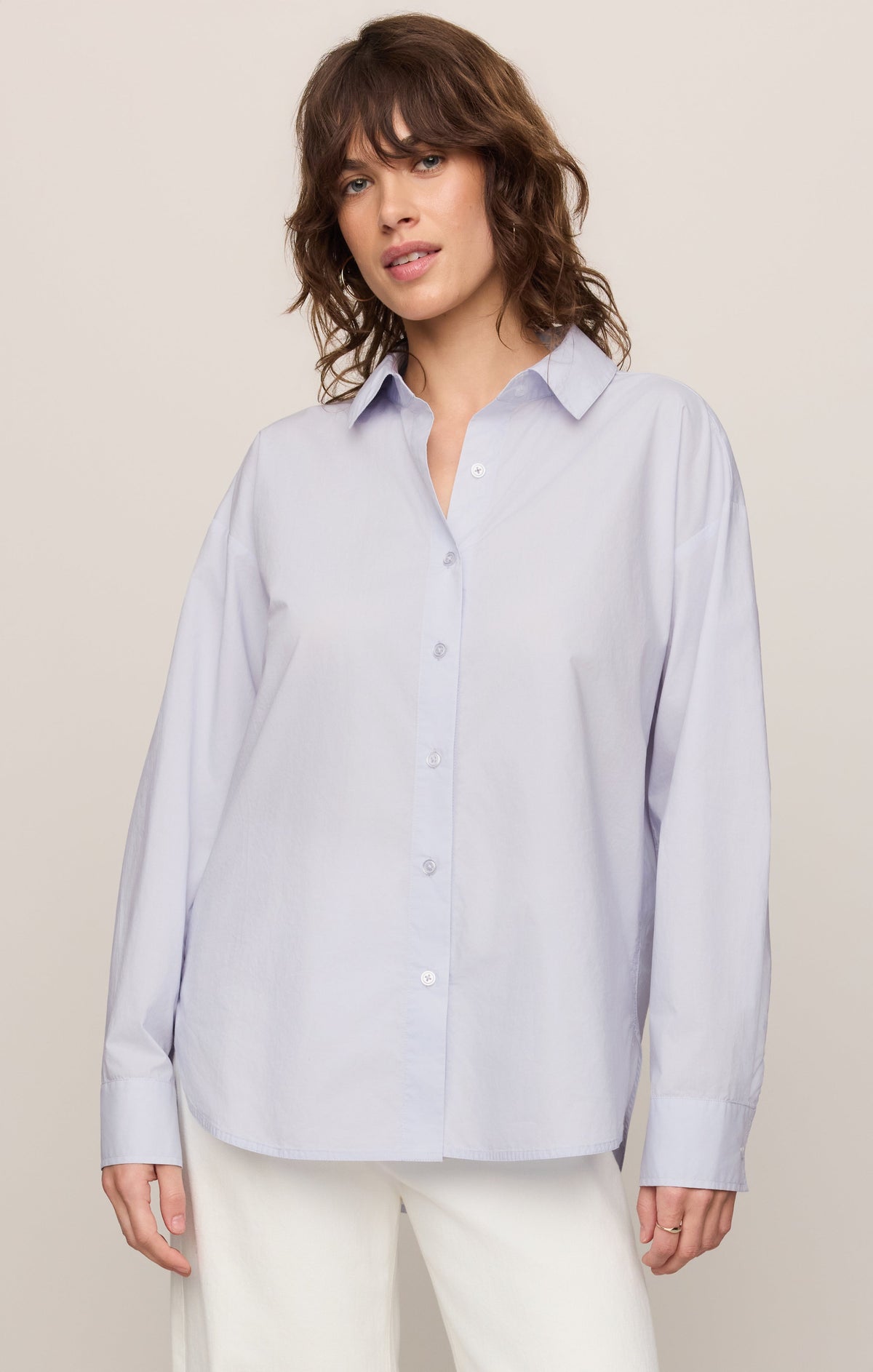 Elevated Poplin Relaxed Button Up Top