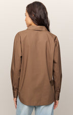 Elevated Poplin Relaxed Button Up Top