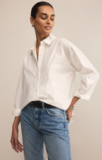Elevated Poplin Relaxed Button Up Top