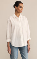 Elevated Poplin Relaxed Button Up Top