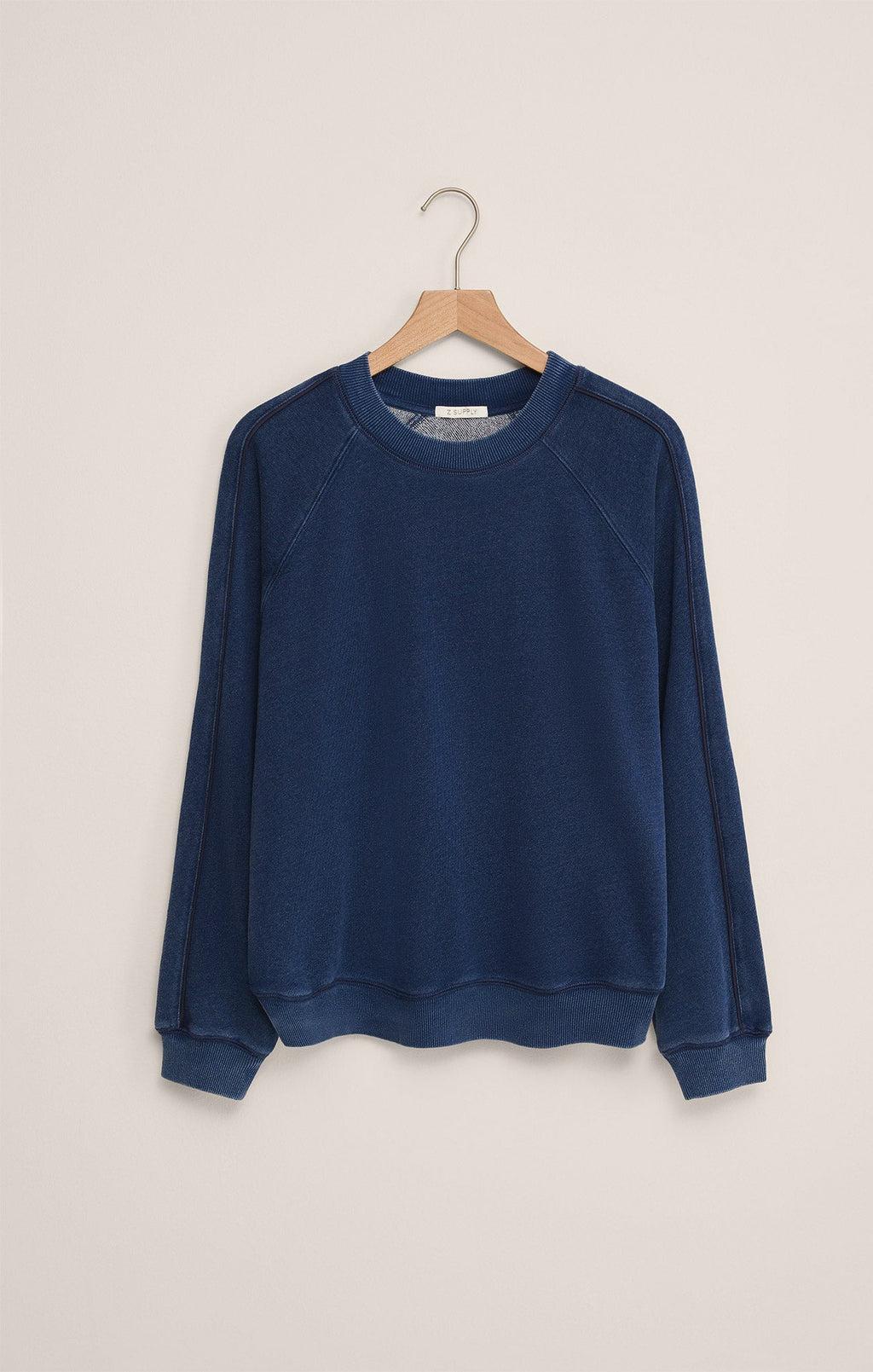 Sport Stripe Boyfriend Knit Denim Sweatshirt