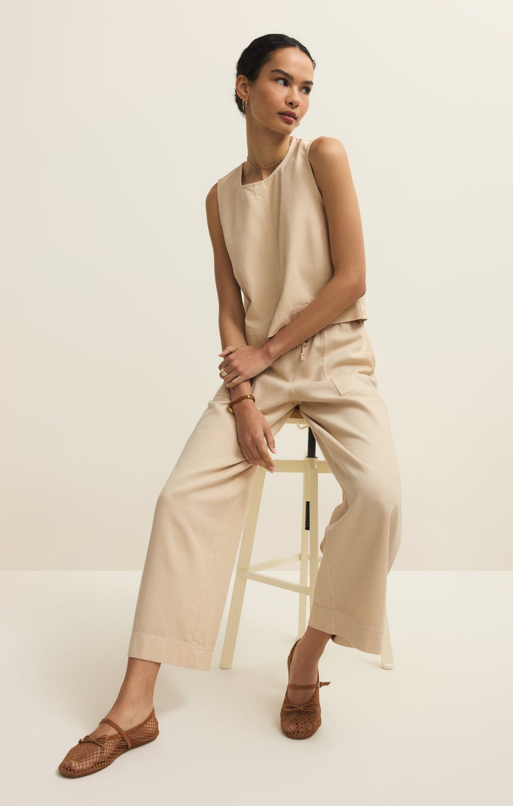 Sun Seeker Twill Cropped Tank