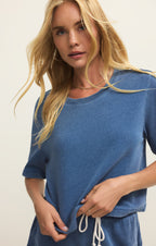 Curran Knit Denim Cropped Sweatshirt